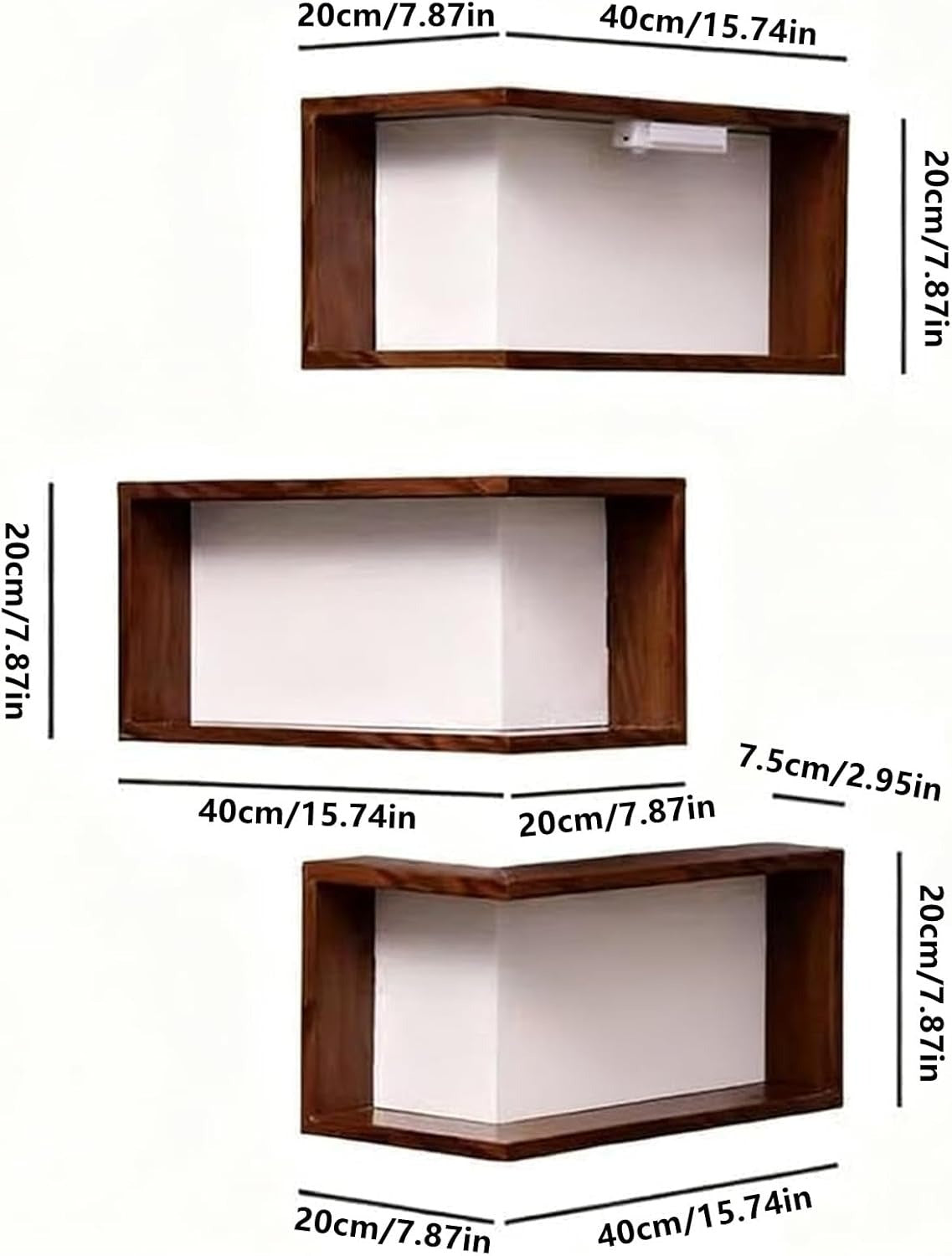 3 Pack LED Lighted Corner Floating Wall Shelves