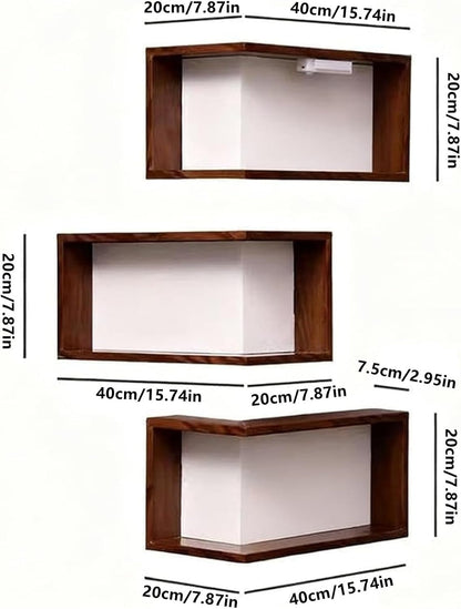 3 Pack LED Lighted Corner Floating Wall Shelves